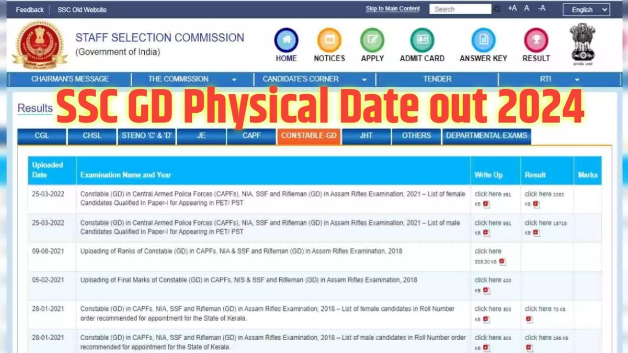 SSC GD Physical Date Kab Aaega