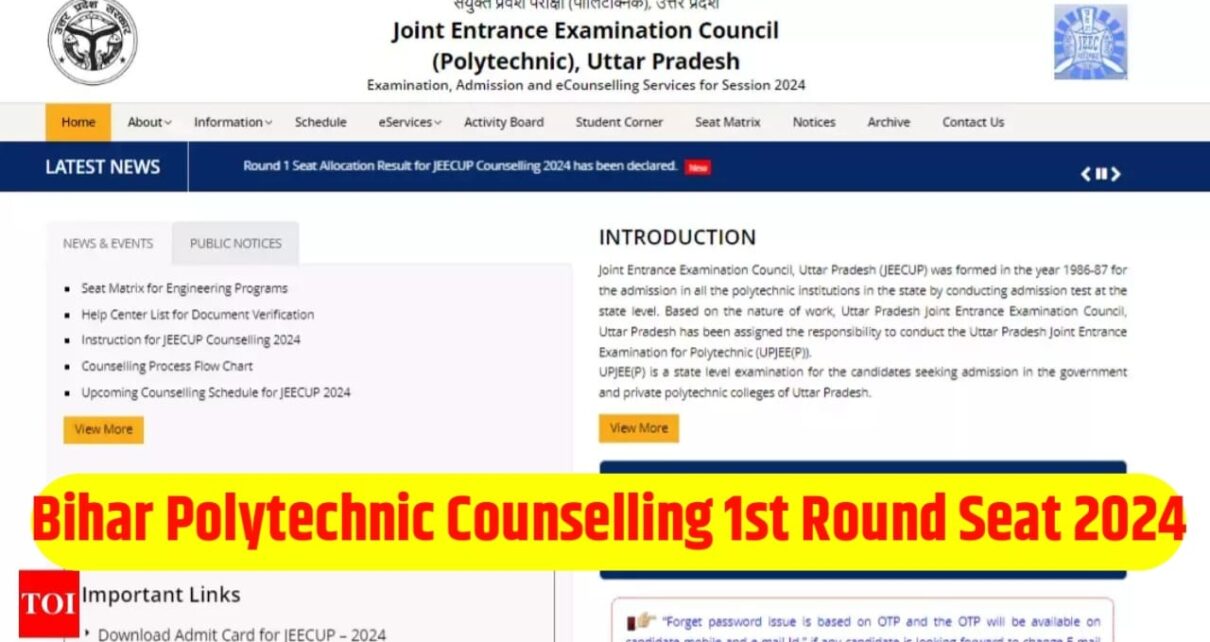 Bihar Polytechnic Counselling 1st Round Seat 2024