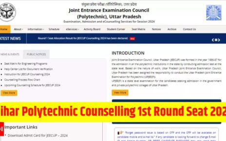 Bihar Polytechnic Counselling 1st Round Seat 2024