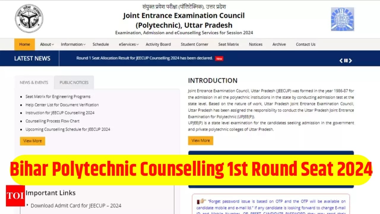 Bihar Polytechnic Counselling 1st Round Seat 2024